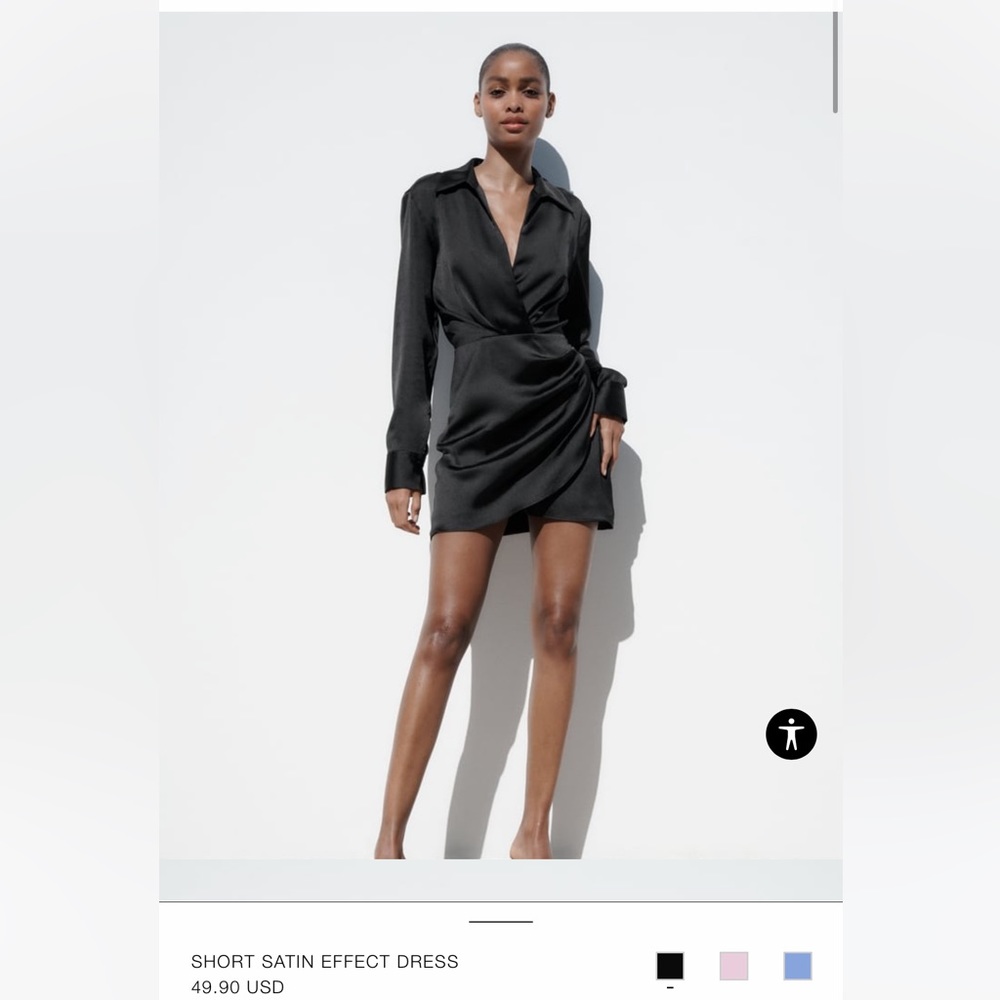 Short Satin Effect Dress in Black